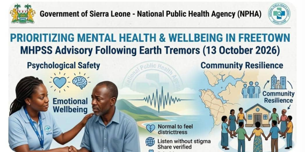 NPHA Urges Public to Prioritise Mental Health After Freetown Tremors
